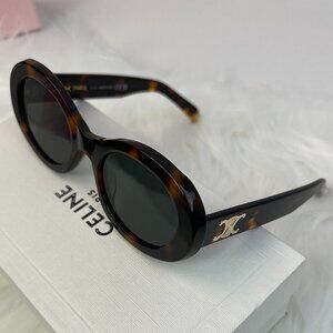 Celine Triomphe Oval Tortoise Sunglasses
